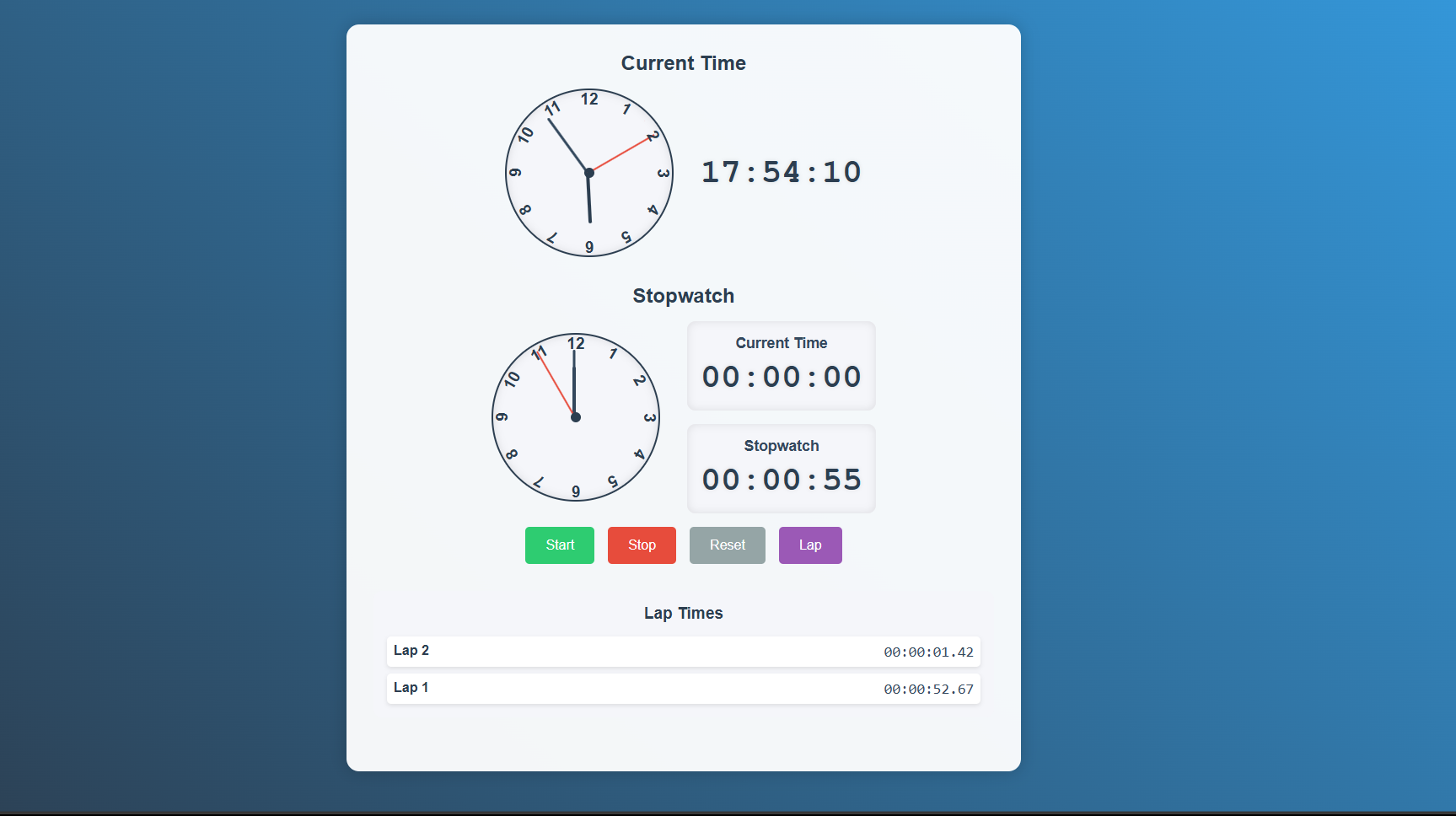 Stop Watch Interface